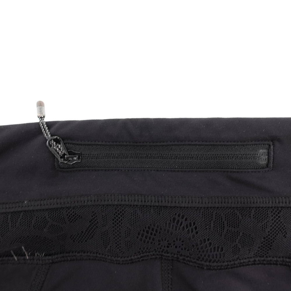 Lululemon Pants Womens 4 Black Crop Capri Mesh Lace Panel Zip Pocket Yoga Run - Picture 15 of 15